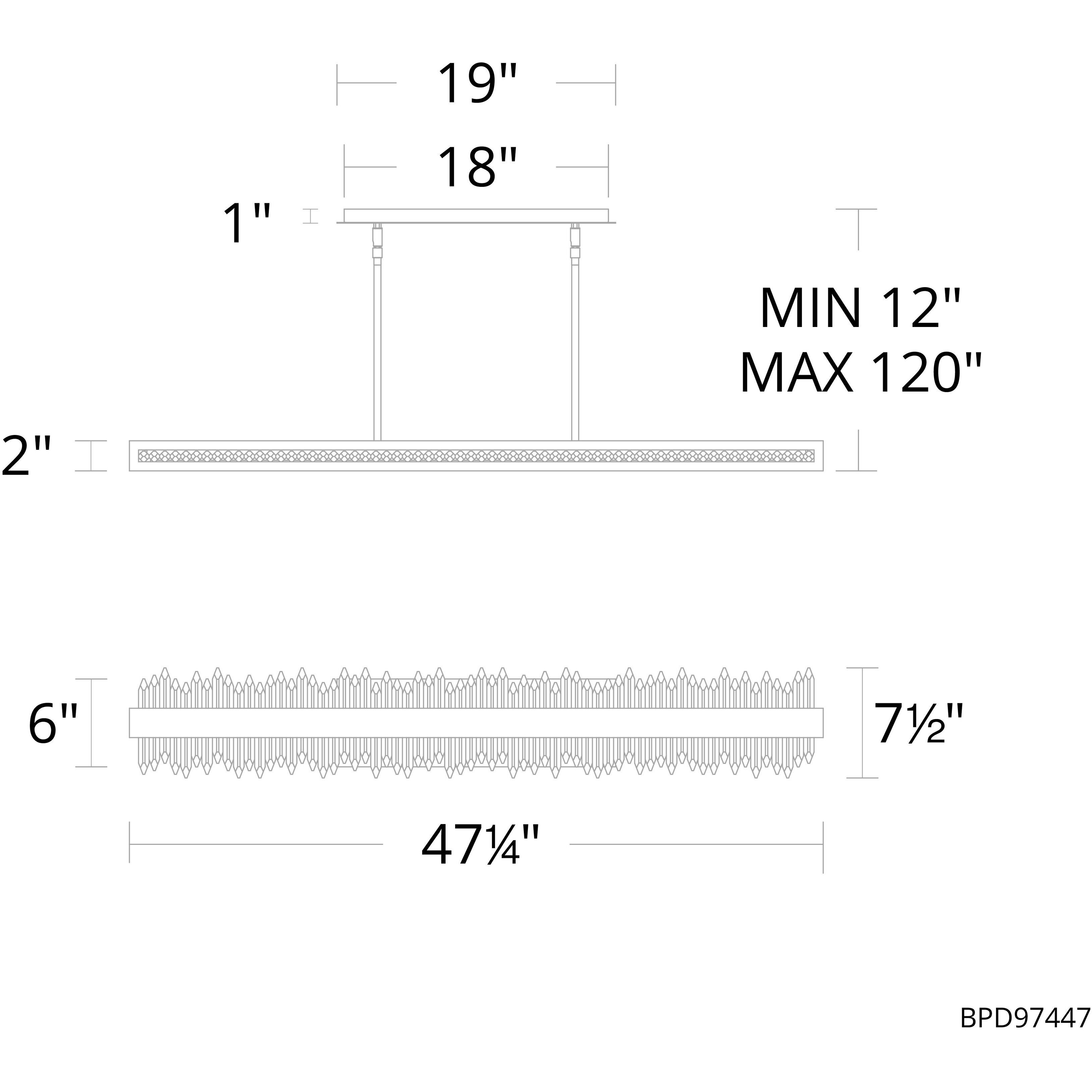 Beyond Frozen LED 47.25 inch Aged Brass Linear Pendant Ceiling Light
