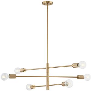 Module 6 Light 34 inch Burnished Brass Chandelier Ceiling Light