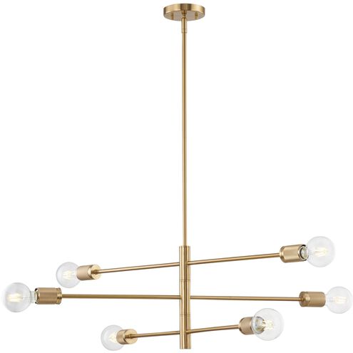 Module 6 Light 34 inch Burnished Brass Chandelier Ceiling Light