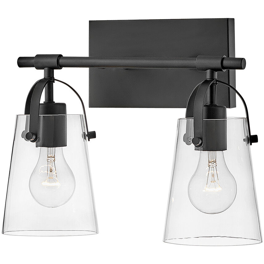Foster 2 Light 13.75 inch Black Vanity Light Wall Light in Clear
