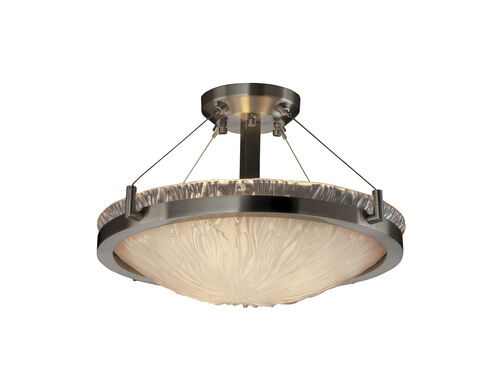 Veneto Luce 3 Light 21 inch Brushed Nickel Semi-Flush Bowl Ceiling Light in White Frosted (Veneto Luce), Incandescent