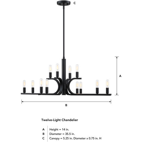 Skye 12 Light 35.5 inch Matte Black Chandelier Ceiling Light