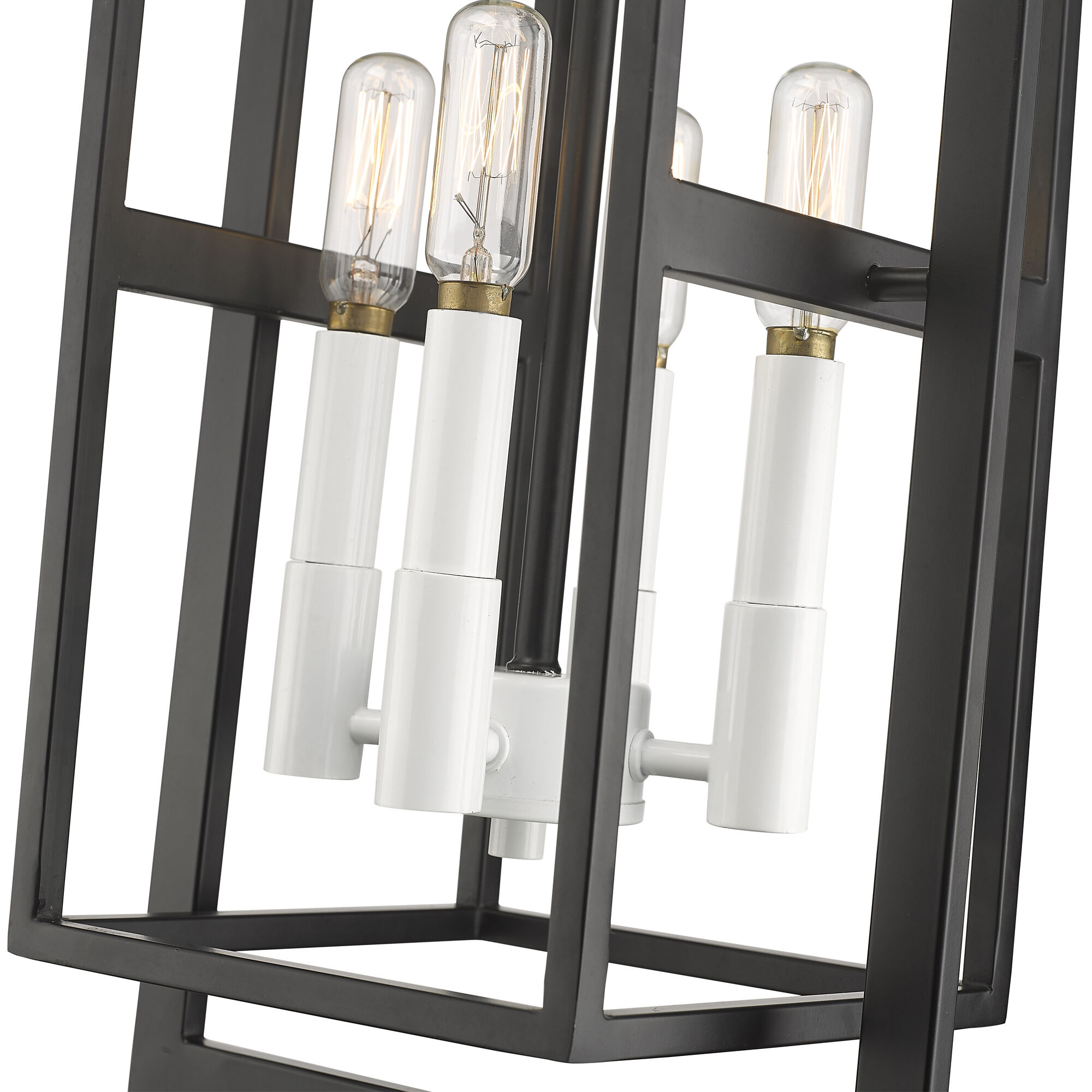 Milbank 4 Light 10 inch Black with White Candle Sleeves Pendant Ceiling Light