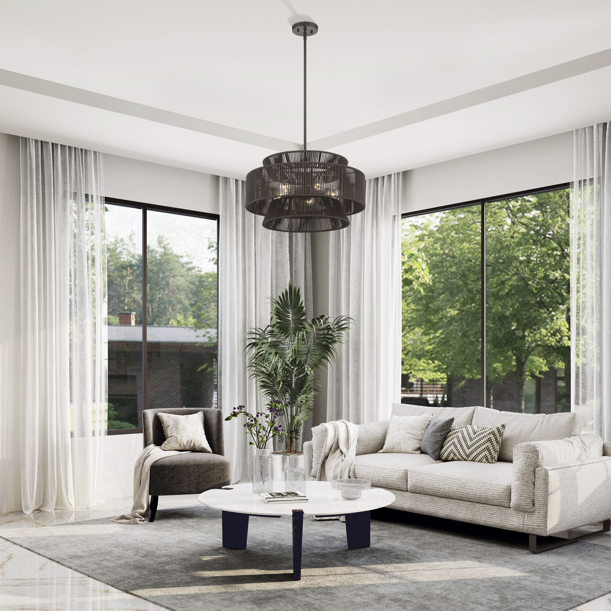 Florell 5 Light 22 inch English Bronze Pendant Chandelier Ceiling Light