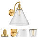 Franklin Restoration X-Large Cone 1 Light 12 inch Satin Gold Sconce Wall Light in Seedy Glass, Franklin Restoration