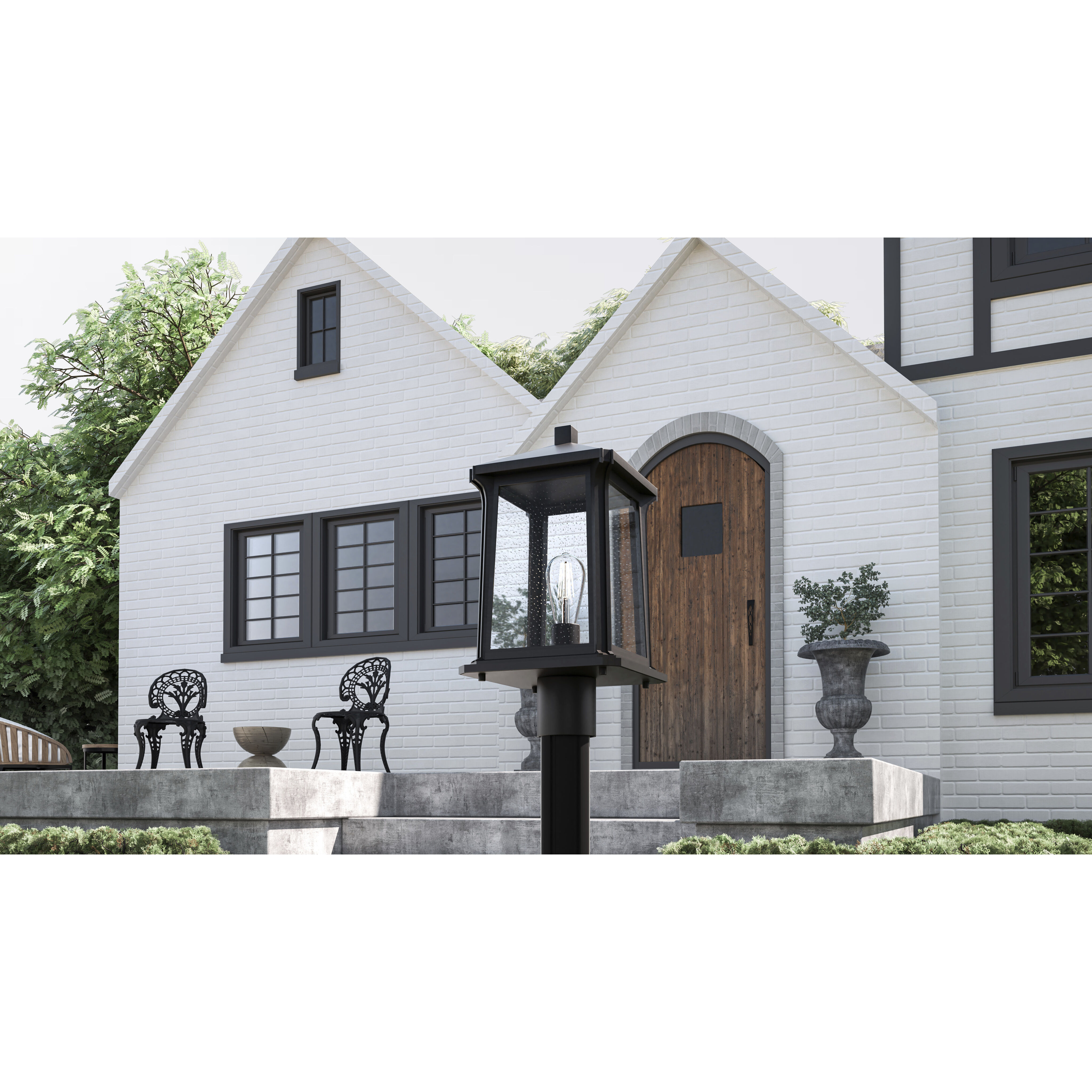 Satterfield 1 Light 17 inch Matte Black Outdoor Post Lantern