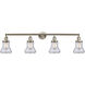 Franklin Restoration Bellmont 4 Light 42 inch Brushed Satin Nickel Bath Vanity Light Wall Light in Clear Glass, Franklin Restoration