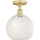 Edison White Mouchette 1 Light 10 inch Satin Gold Semi-Flush Mount Ceiling Light