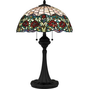 Tiffany 28 inch 100.00 watt Matte Black Table Lamp Portable Light, Tiffany