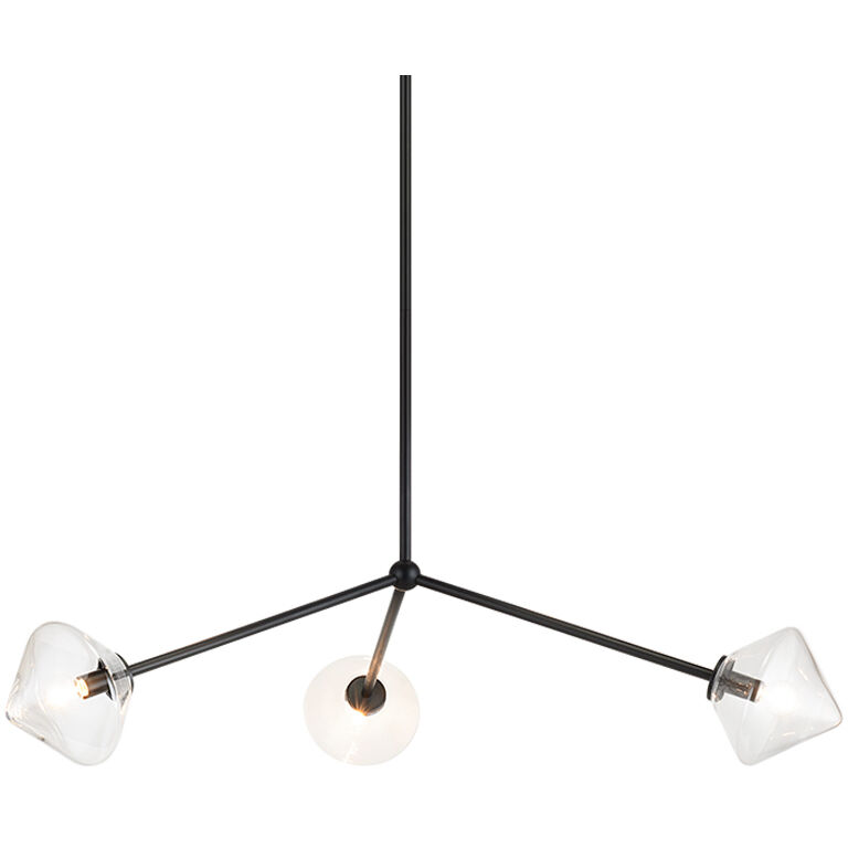 Novo 3 Light 30.38 inch Black Pendant Ceiling Light in Black and Clear