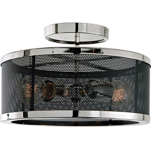 Wellington 2 Light 12 inch Polished Nickel and Black Semi Flush Mount Ceiling Light