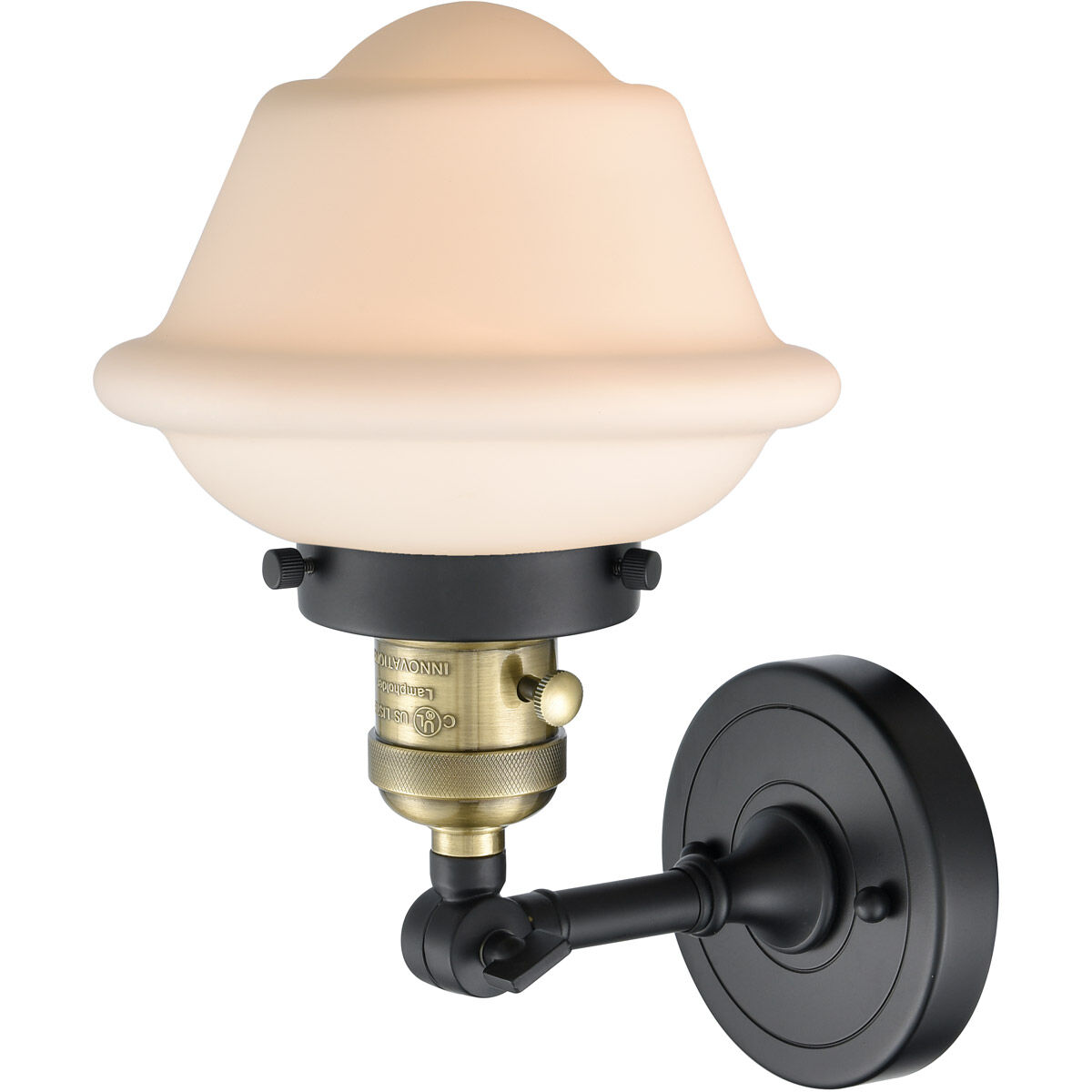 Franklin Restoration Small Oxford LED 7.5 inch Black Antique Brass Sconce Wall Light, Franklin Restoration