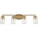 Sacremento 4 Light 32 inch Warm Brass Vanity Light Wall Light, Essentials