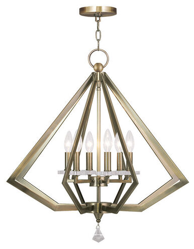 Diamond 6 Light 25 inch Antique Brass Chandelier Ceiling Light
