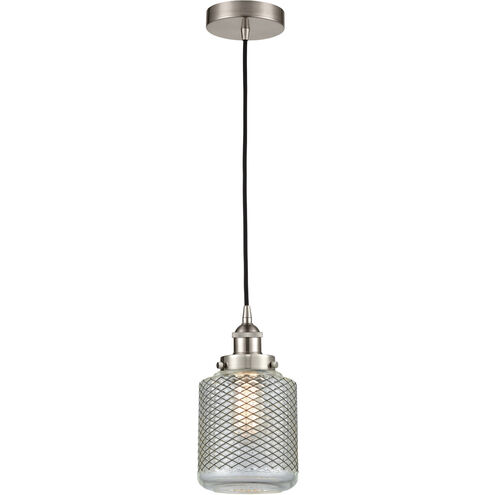 Edison Stanton LED 6 inch Brushed Satin Nickel Mini Pendant Ceiling Light