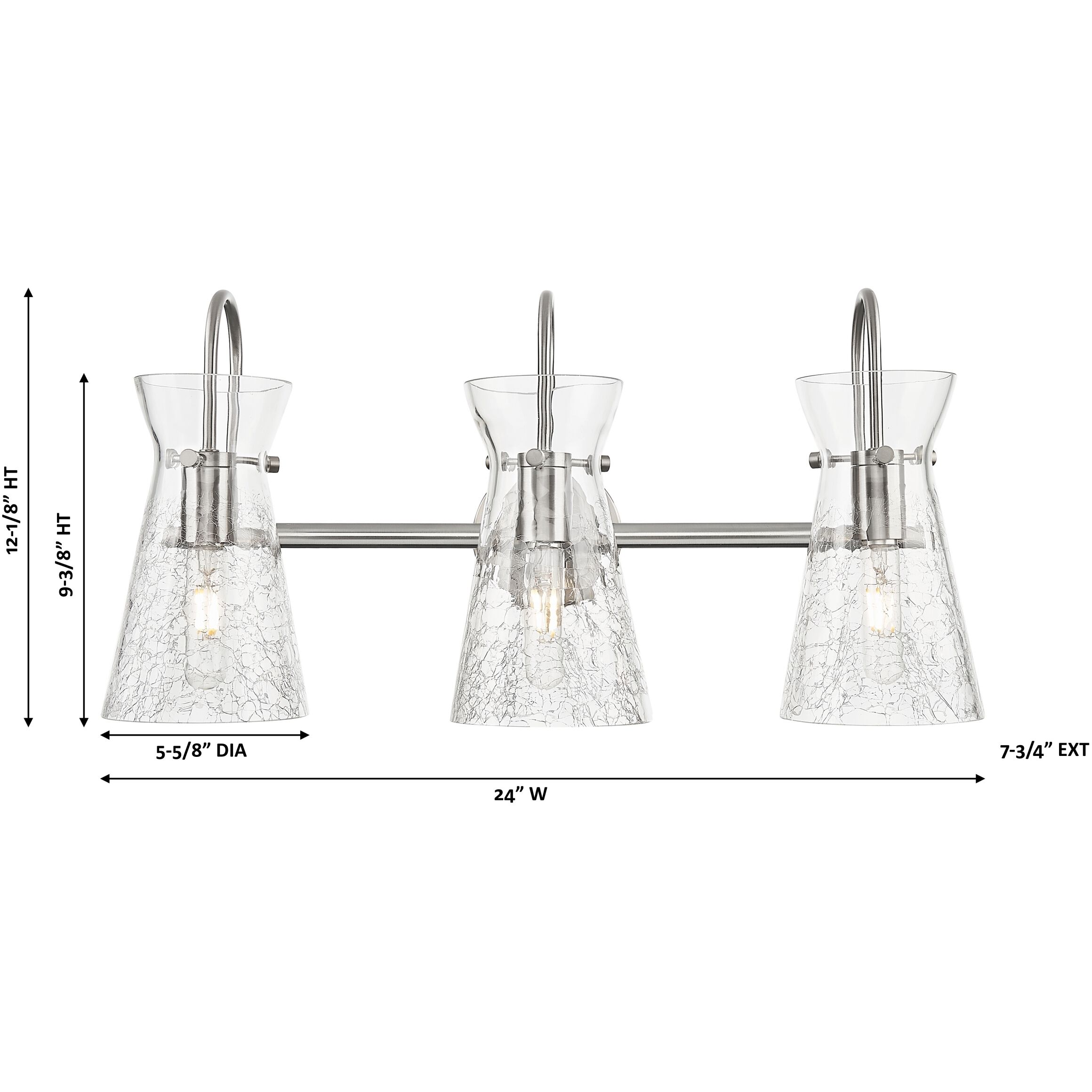 Nicole 3 Light 24 inch Brushed Satin Nickel Bath Vanity Light Wall Light