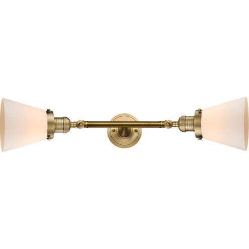 Franklin Restoration Small Cone LED 6 inch Brushed Brass Bath Vanity Light Wall Light in Matte White Glass, Franklin Restoration