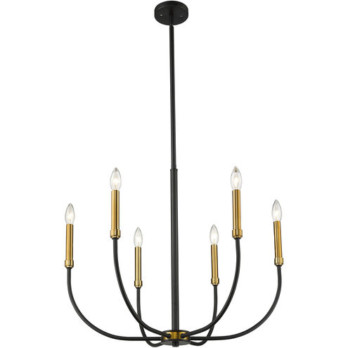 Haylie 6 Light 26 inch Matte Black and Olde Brass Chandelier Ceiling Light