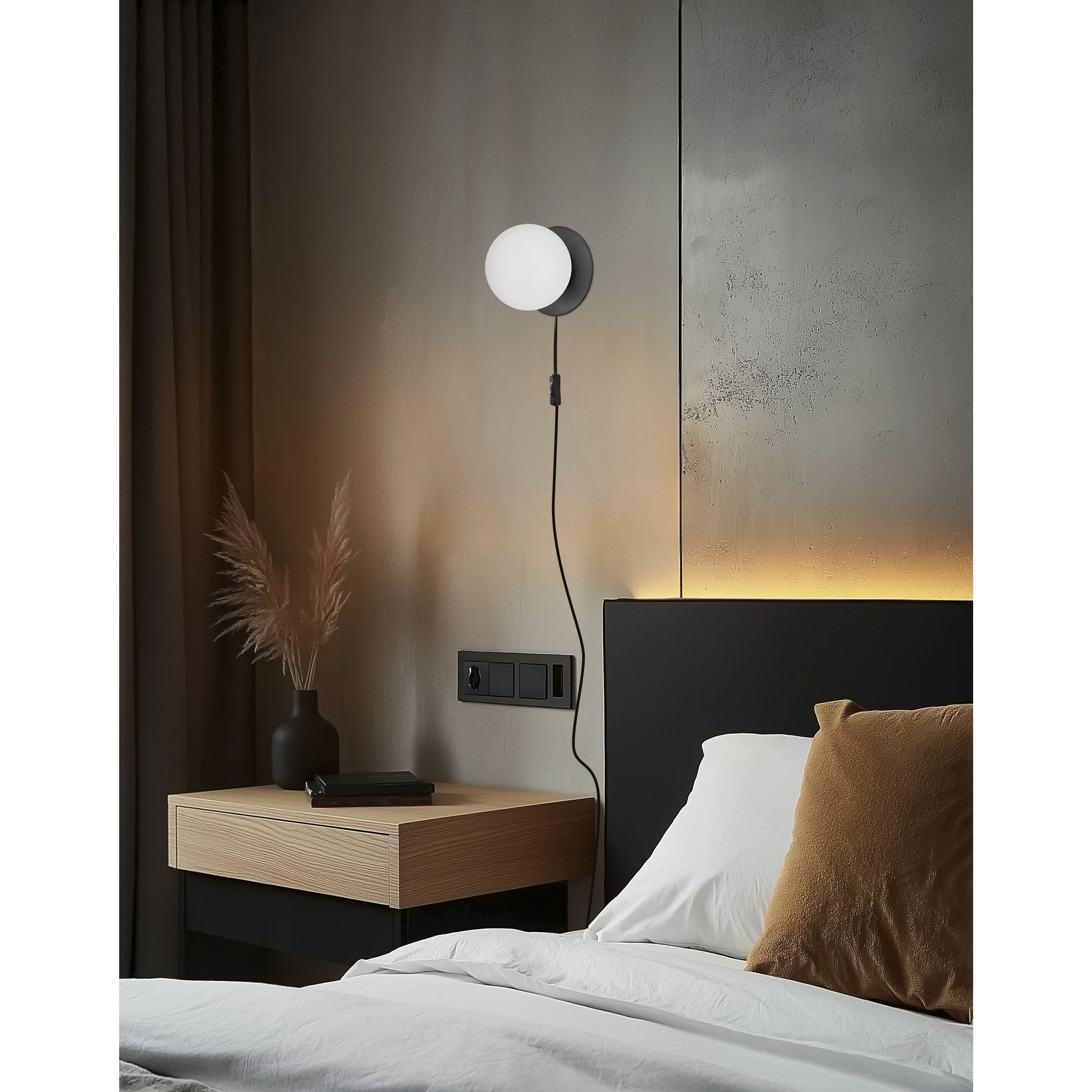 Burlat 1 Light 6 inch Matte Black Wall Lamp Wall Light
