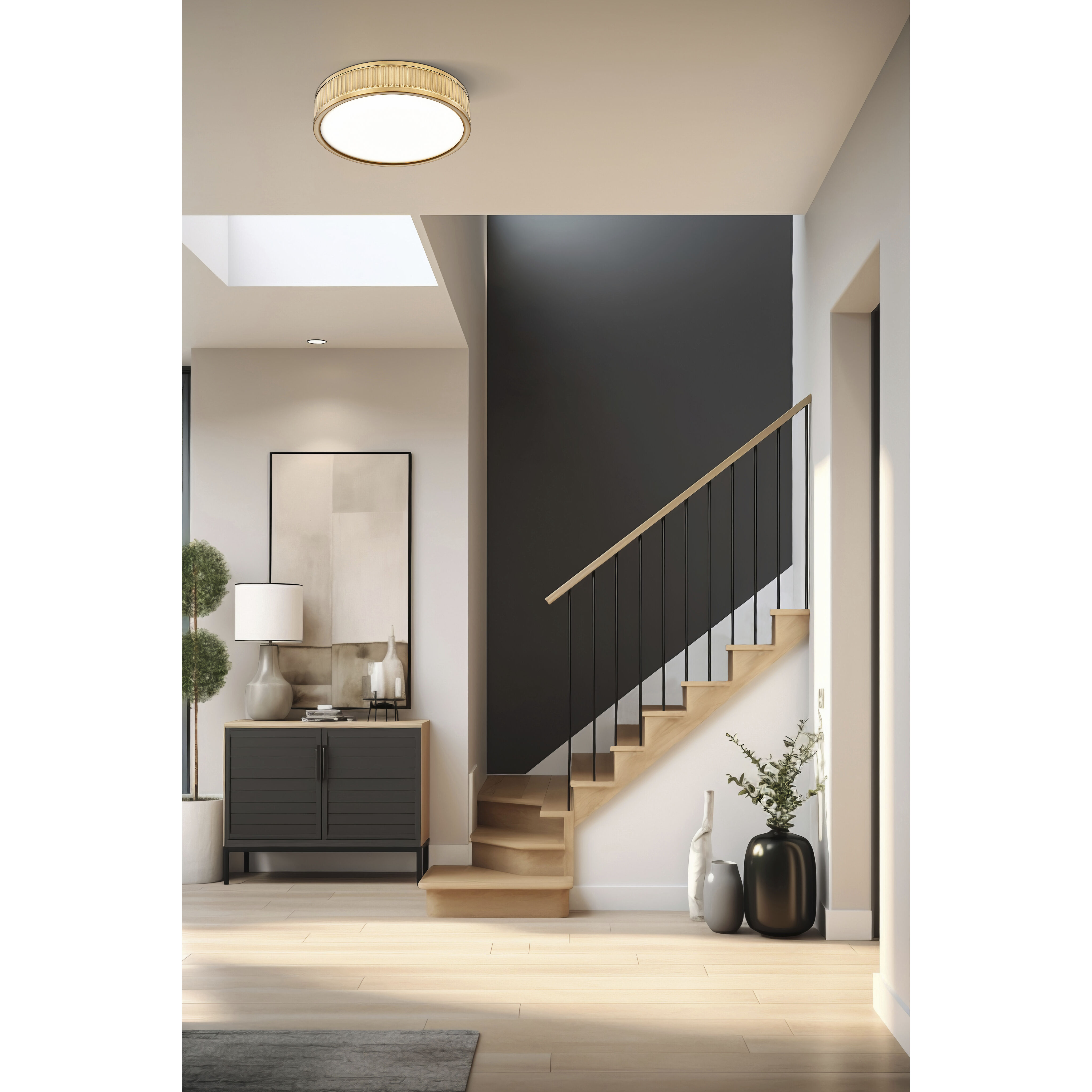Stari LED 12.75 inch Modern Gold Flush Mount Ceiling Light