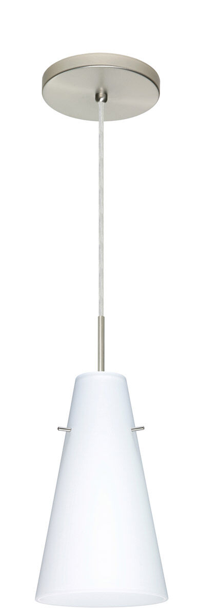 Cierro 1 Light Satin Nickel Pendant Ceiling Light in Incandescent, Opal Matte Glass