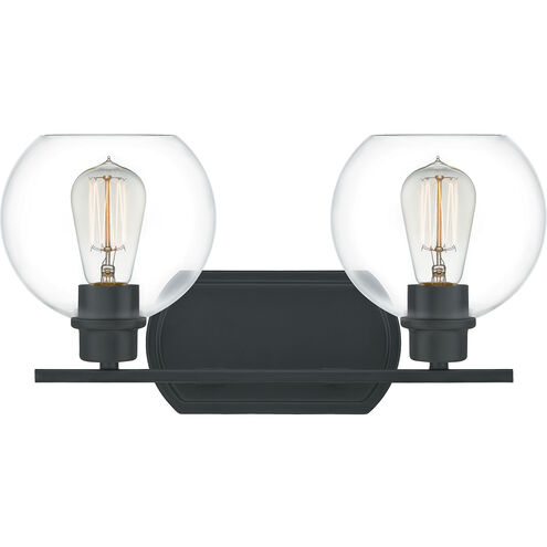 Pruitt 2 Light 16.5 inch Matte Black Bath Light Wall Light in Clear Glass