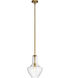 Everly 1 Light 11 inch Natural Brass Pendant Ceiling Light in Clear