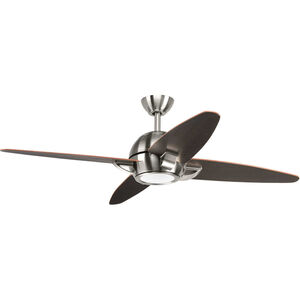 Catterick 54 inch Brushed Nickel with Black Blades Ceiling Fan, Progress LED