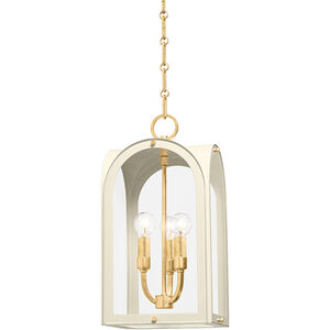 Lincroft 3 Light 9 inch Vintage Gold Leaf and Soft Sand Hanging Lantern Ceiling Light