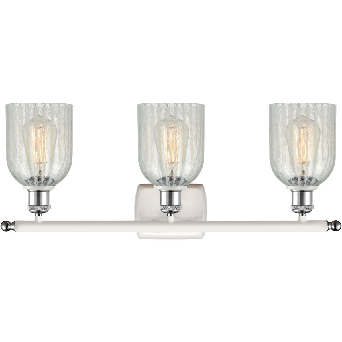 Ballston Caledonia LED 26 inch White and Polished Chrome Bath Vanity Light Wall Light in Mouchette Glass, Ballston