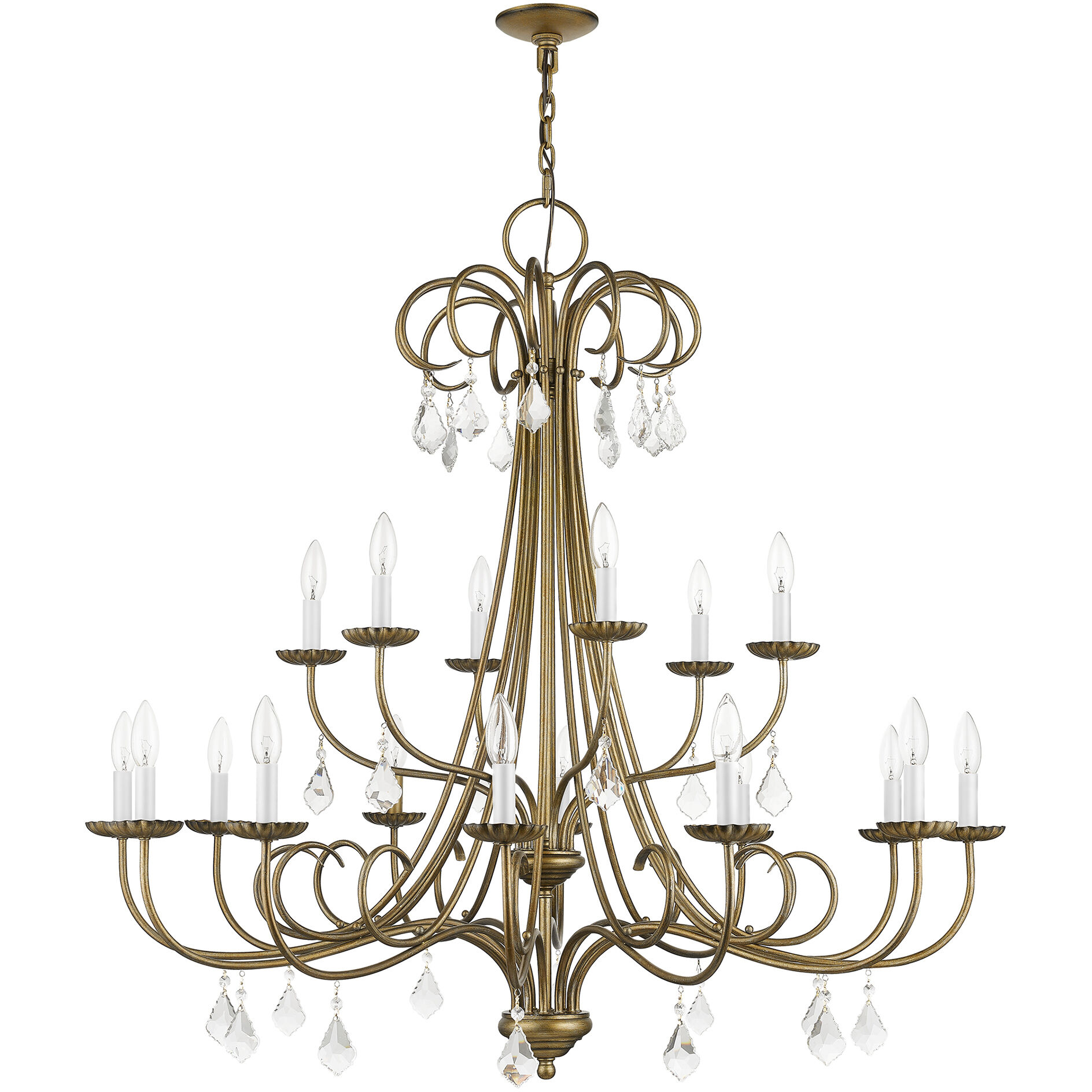 Daphne 18 Light 42 inch Antique Gold Leaf Chandelier Ceiling Light, Extra Large