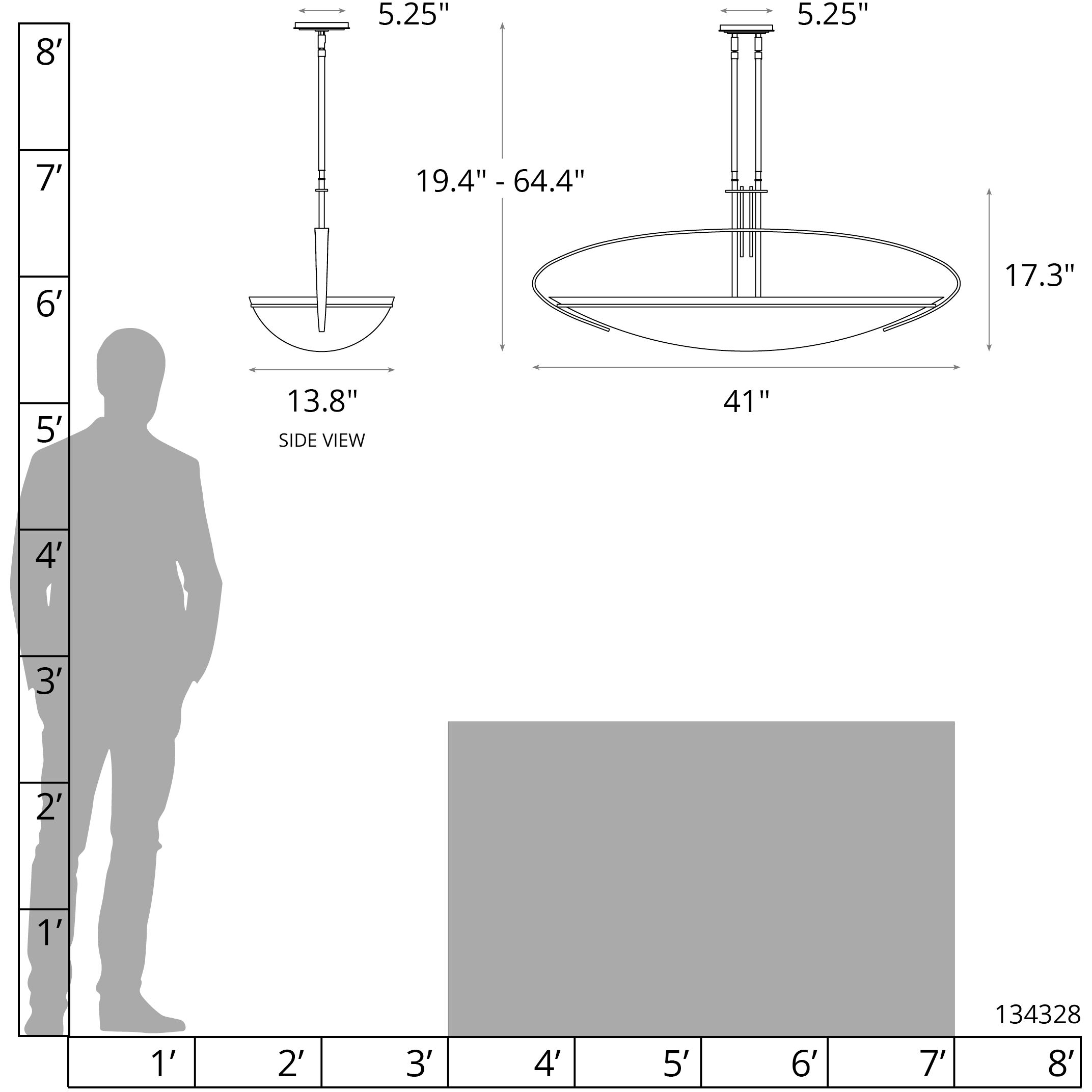 Mackintosh 2 Light 41 inch Ink Pendant Ceiling Light, Large