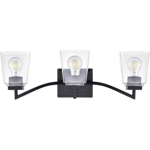Avenna 3 Light 23.5 inch Matte Black Bathroom Vanity Light Wall Light