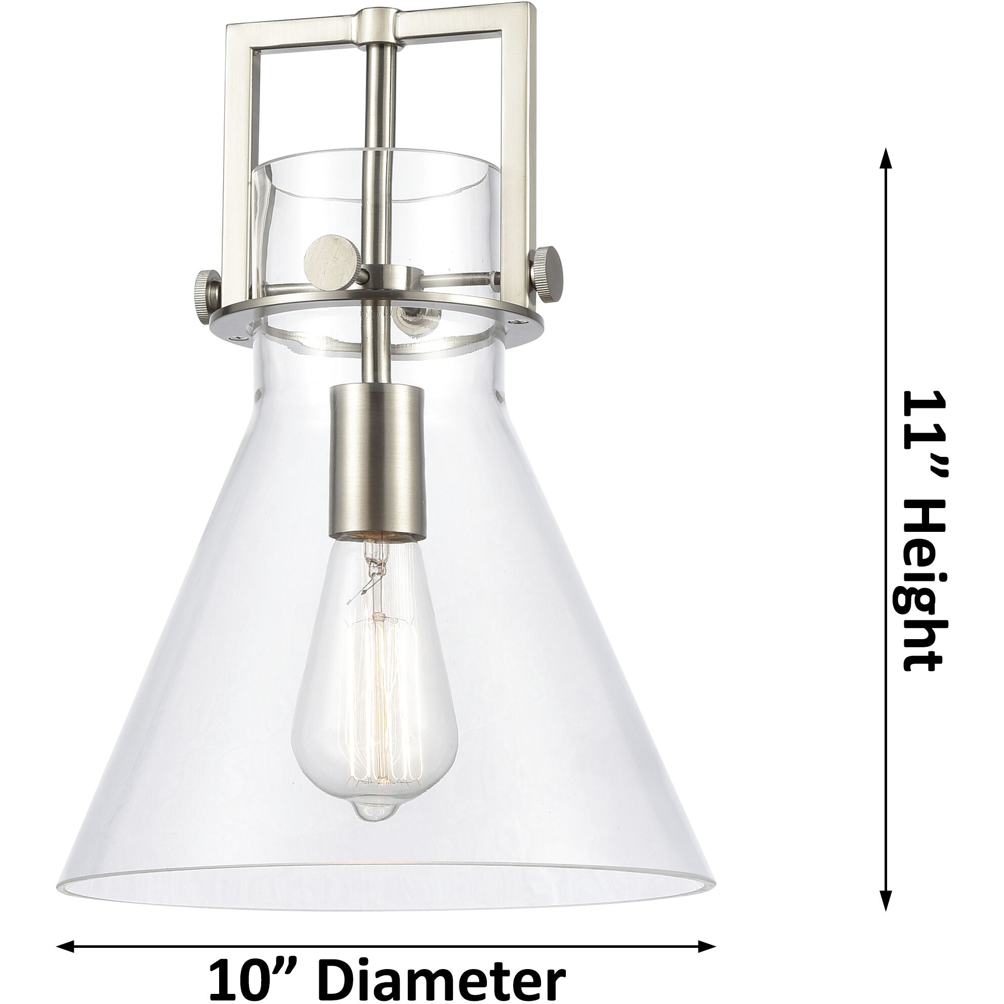 Newton Cone 1 Light 10 inch Matte Black Mini Pendant Ceiling Light in Clear Glass