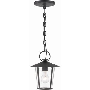 Andover 1 Light 9 inch Matte Black Outdoor Pendant in Clear