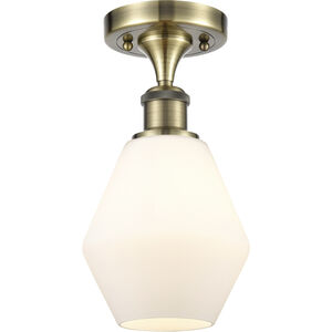 Ballston Cindyrella 1 Light 6 inch Antique Brass Semi-Flush Mount Ceiling Light in Incandescent, Matte White Glass