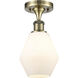 Ballston Cindyrella 1 Light 6 inch Antique Brass Semi-Flush Mount Ceiling Light in Incandescent, Matte White Glass