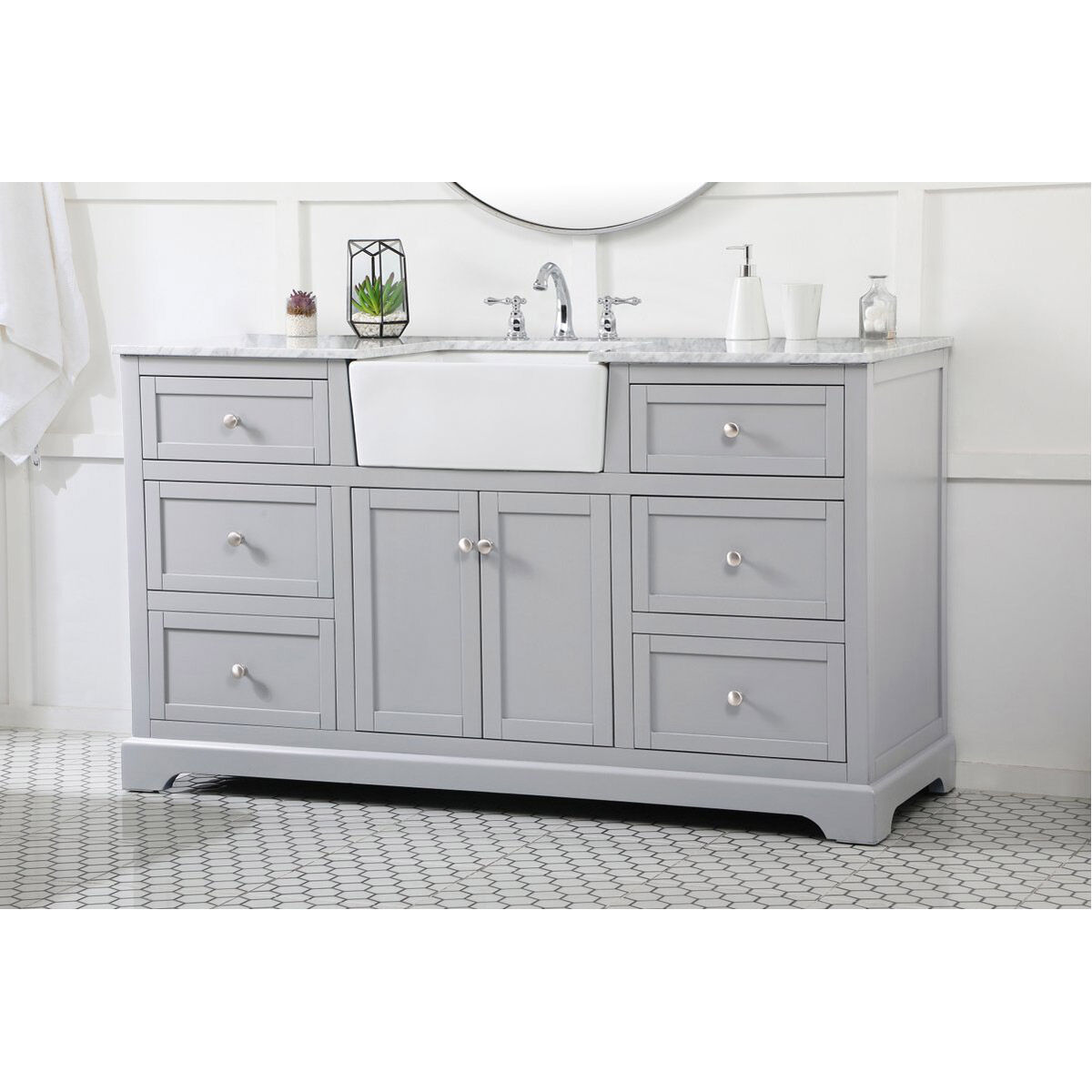 Franklin 60 X 22 X 35 inch Grey Bathroom Vanity Cabinet