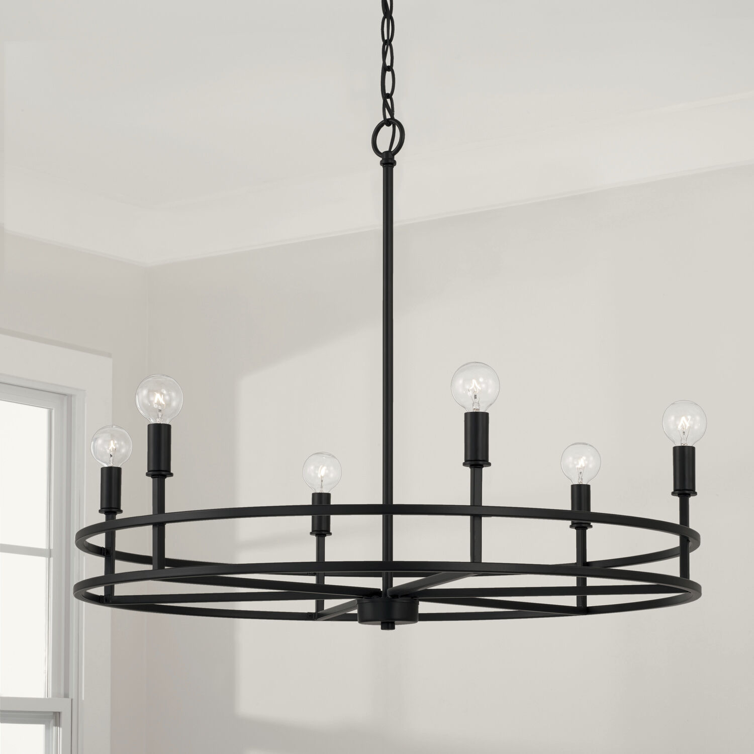 Fuller 6 Light 28 inch Matte Black Chandelier Ceiling Light