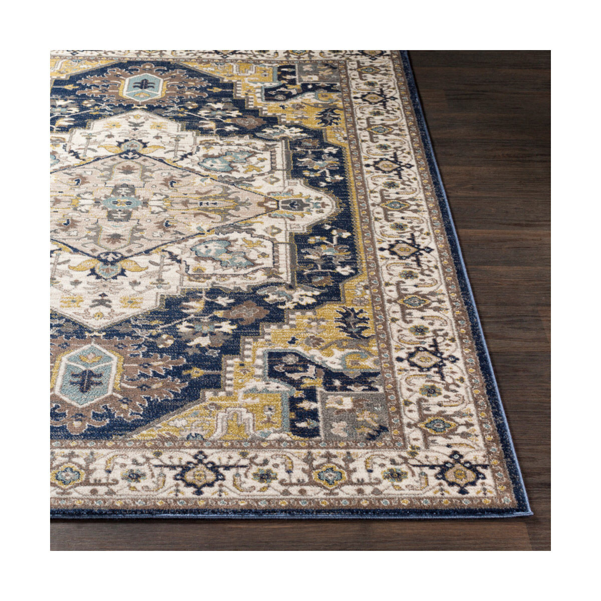 Athens 87 X 63 inch Navy/Charcoal/Butter/Ivory/Camel/Sky Blue/White Rugs, Rectangle