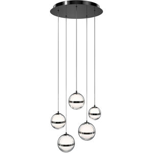 Cyllindra LED 16.8 inch Black Chrome Chandelier Ceiling Light in Black/Chrome, dweLED