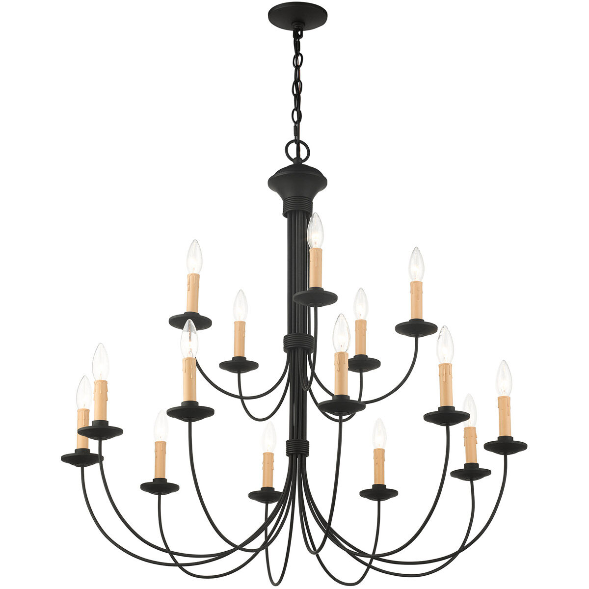 Heritage 15 Light 36 inch Black Chandelier Ceiling Light