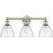 Bristol Glass 3 Light 25.5 inch Antique Brass and Seedy Bath Vanity Light Wall Light