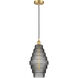 Edison Cascade LED 8 inch Satin Gold Mini Pendant Ceiling Light