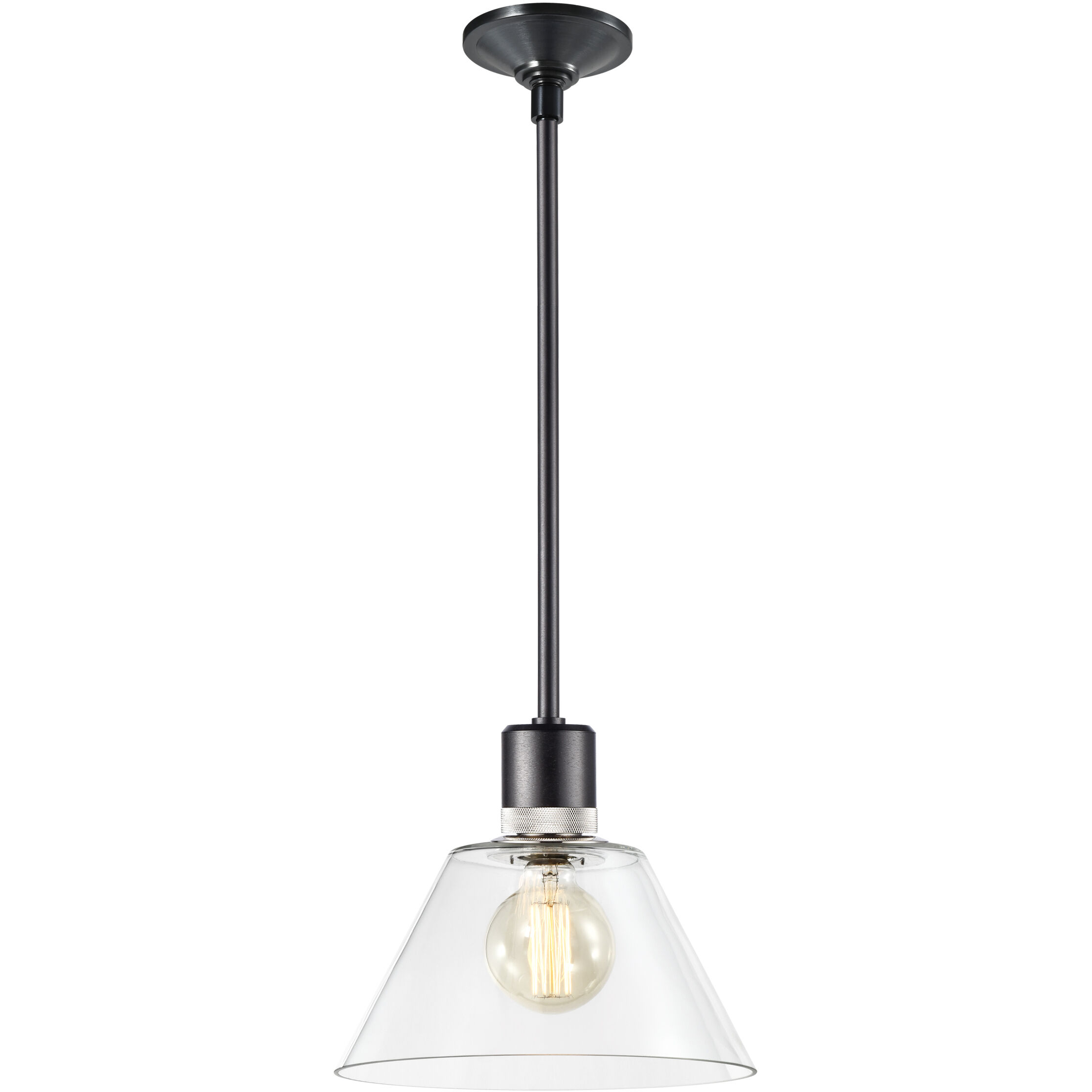 Zigrina 1 Light 11.75 inch Satin Brushed Black with Polished Nickel Pendant Ceiling Light