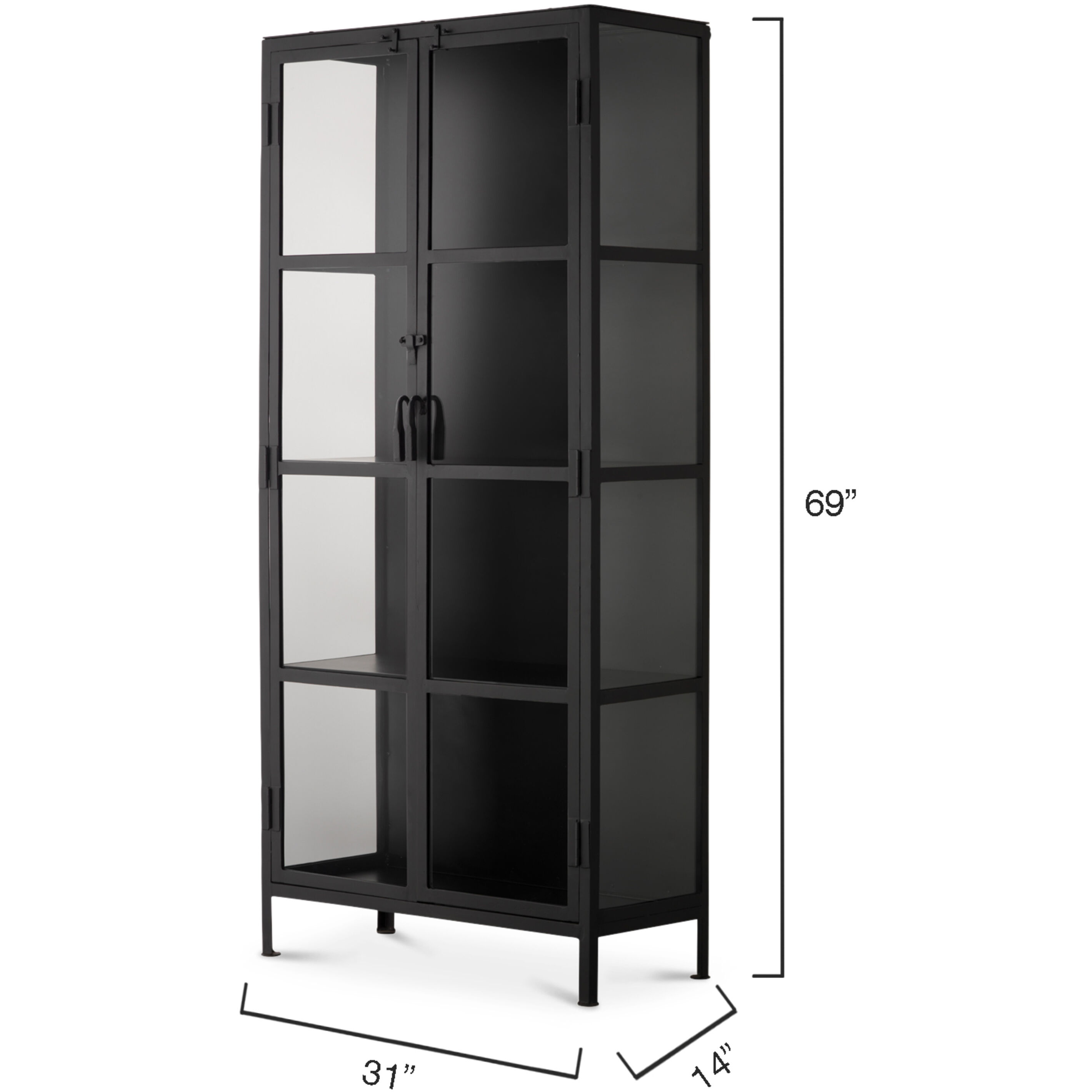 Union Black Iron & Clear Glass Tall Curio Cabinet