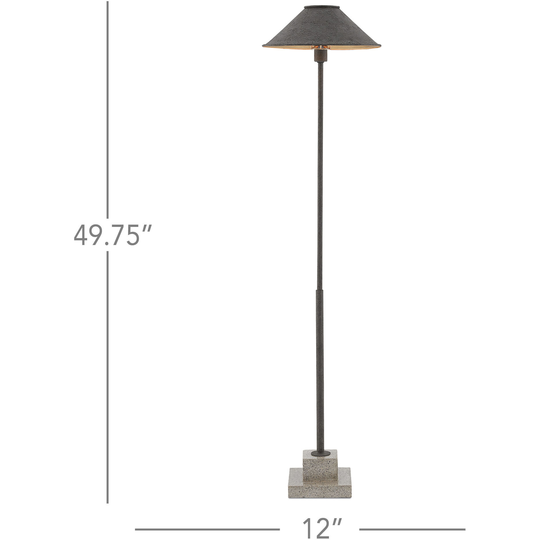 Fudo 49.75 inch 60 watt Mole Black/Contemporary Gold Leaf Floor Lamp Portable Light