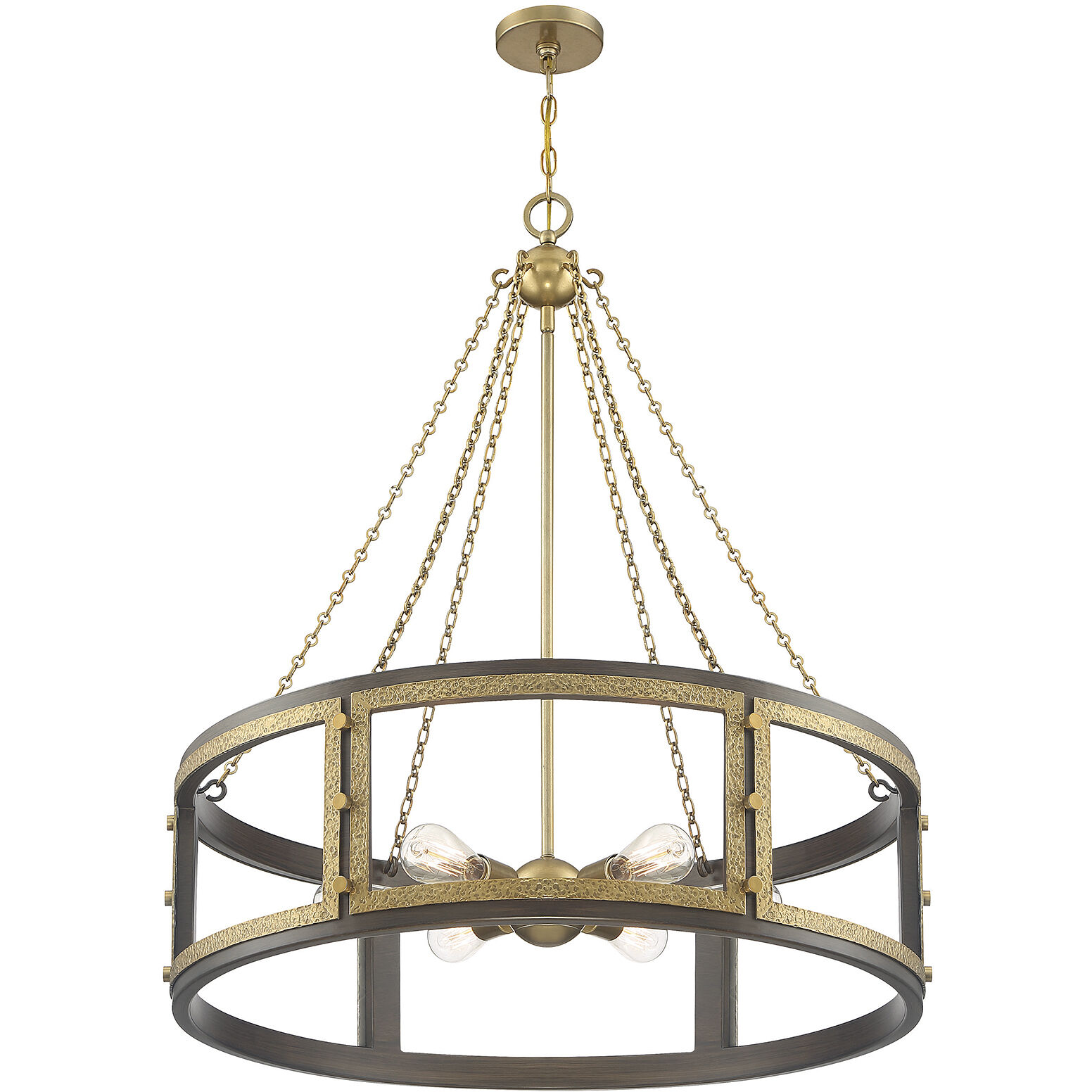 Lakefield 6 Light 34 inch Burnished Brass with Walnut Pendant Ceiling Light