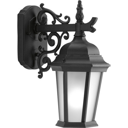 Welbourne 1 Light 13 inch Black Outdoor Wall Lantern in Etched, Fluorescent