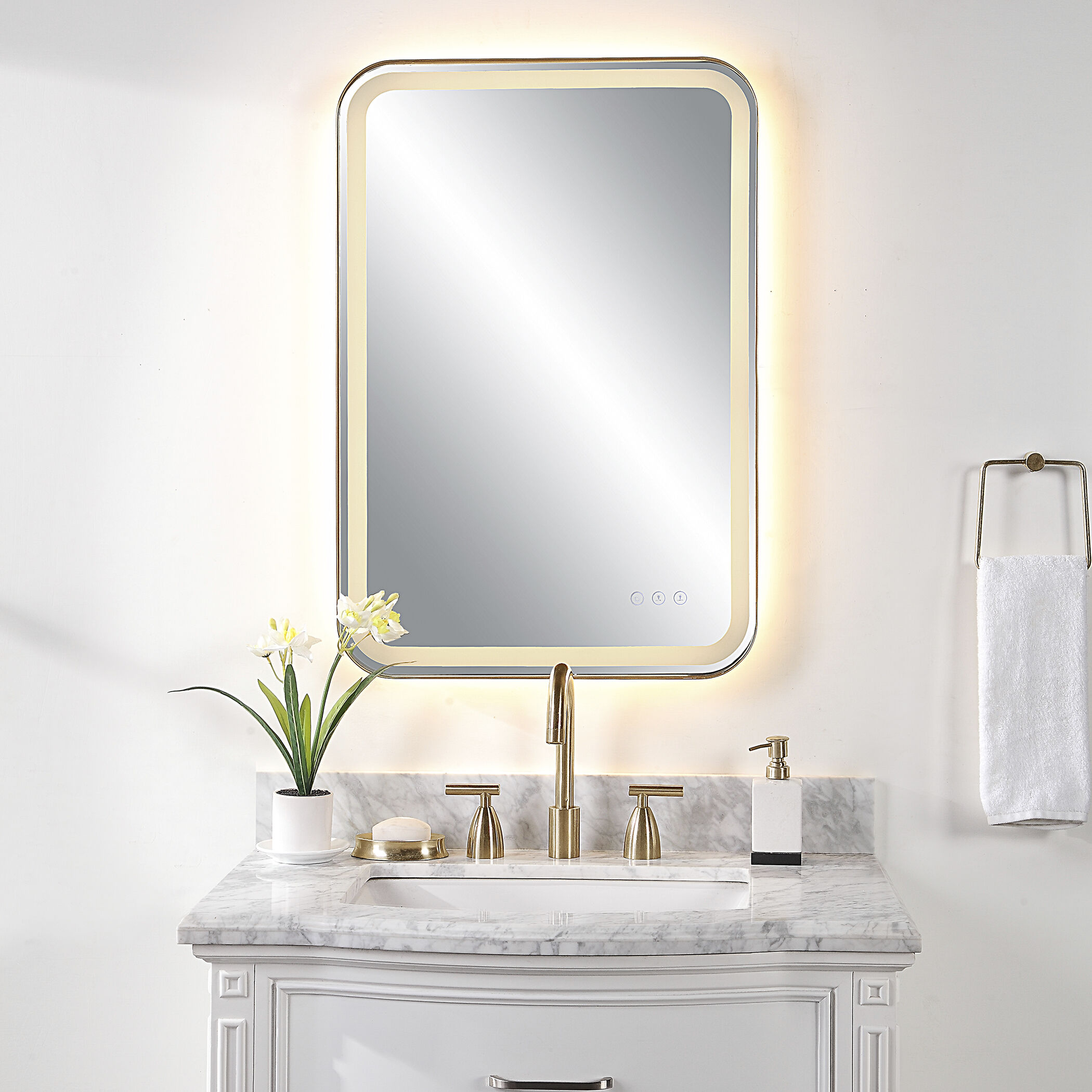 Crofton 32 X 22 inch Brushed Brass Vanity Mirror